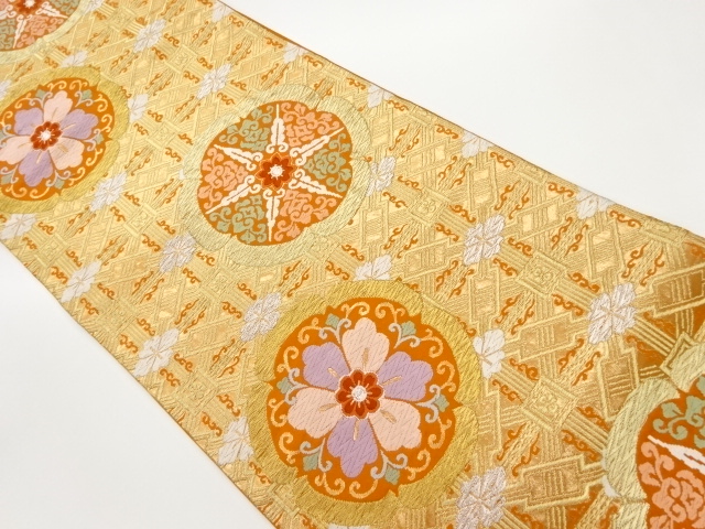 JAPANESE FUKURO OBI / WOVEN FLOWER CREST